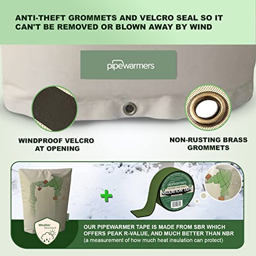 PipeWarmers The Original Pipe Insulation Cover, Winter Pipe Insulation,Well Head Pump Cover,Sprinkler Irrigation Valve Cover,Backflow Preventer Freeze Protection,Winter Insulated Pouch(17WX20H,Sand)