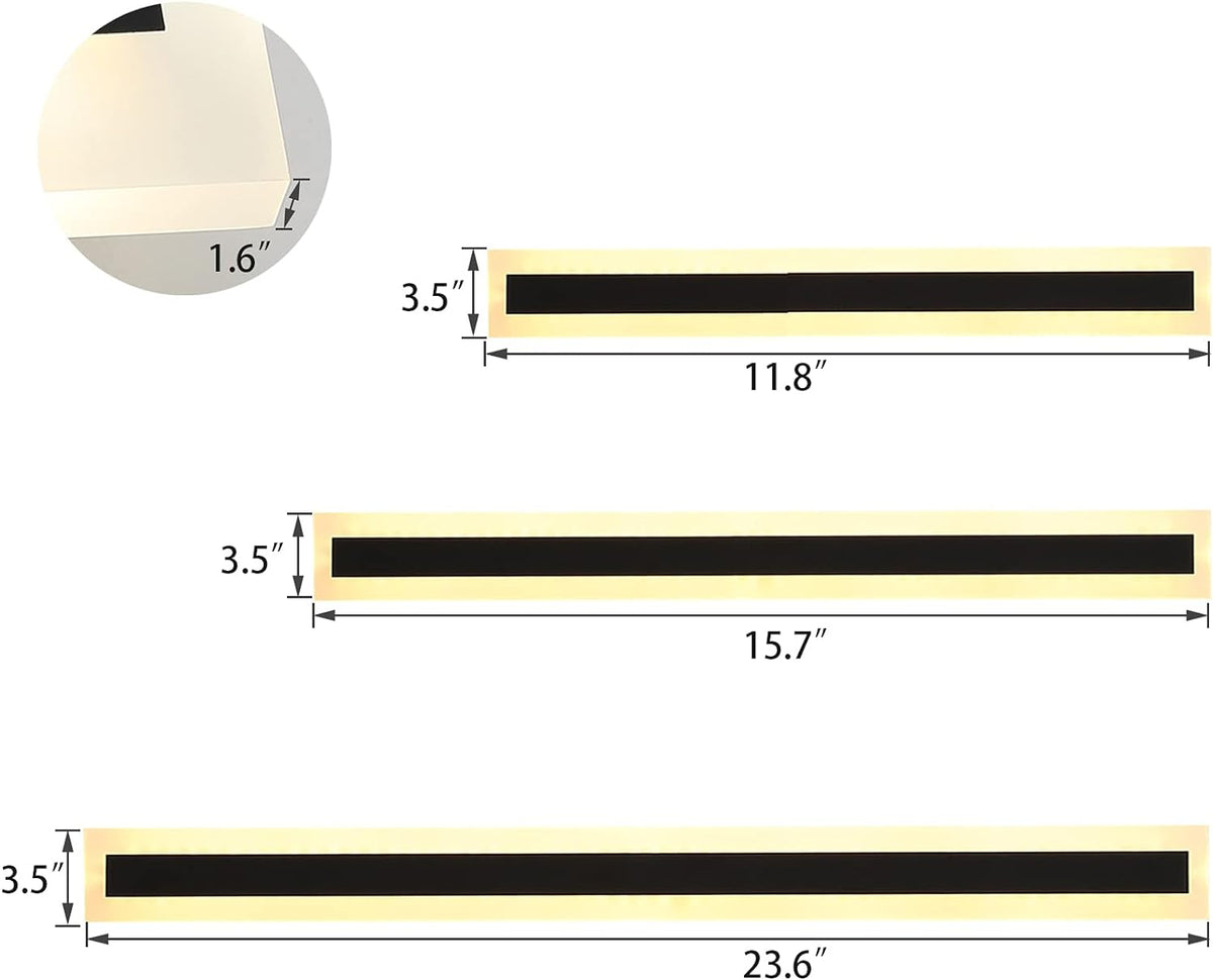 Long Wall Light Modern LED Wall Lamp Waterproof Outdoor Strip Sconces Wall Lighting 24" 19W Morden Exterior Wall Mount Light Fixture Frosted Acrylic for Living Room Porch Garage Door Yard