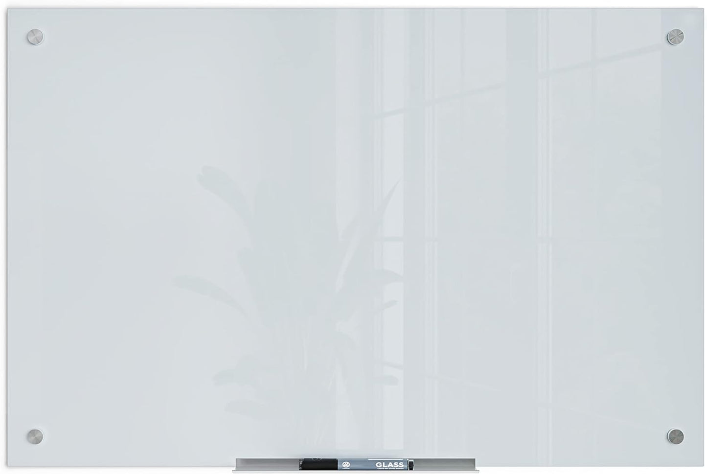 U Brands Glass Dry Erase Board, 35 x 23 Inches, White Frosted Non-Magnetic Surface, Frameless