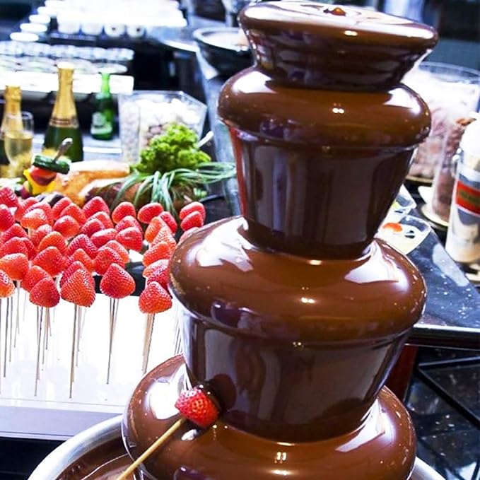 4 Tier Stainless Steel Electric Chocolate Fondue Fountain Machine 4-Pound Capacity for Chocolate Candy Butter Cheese (4-Tier)