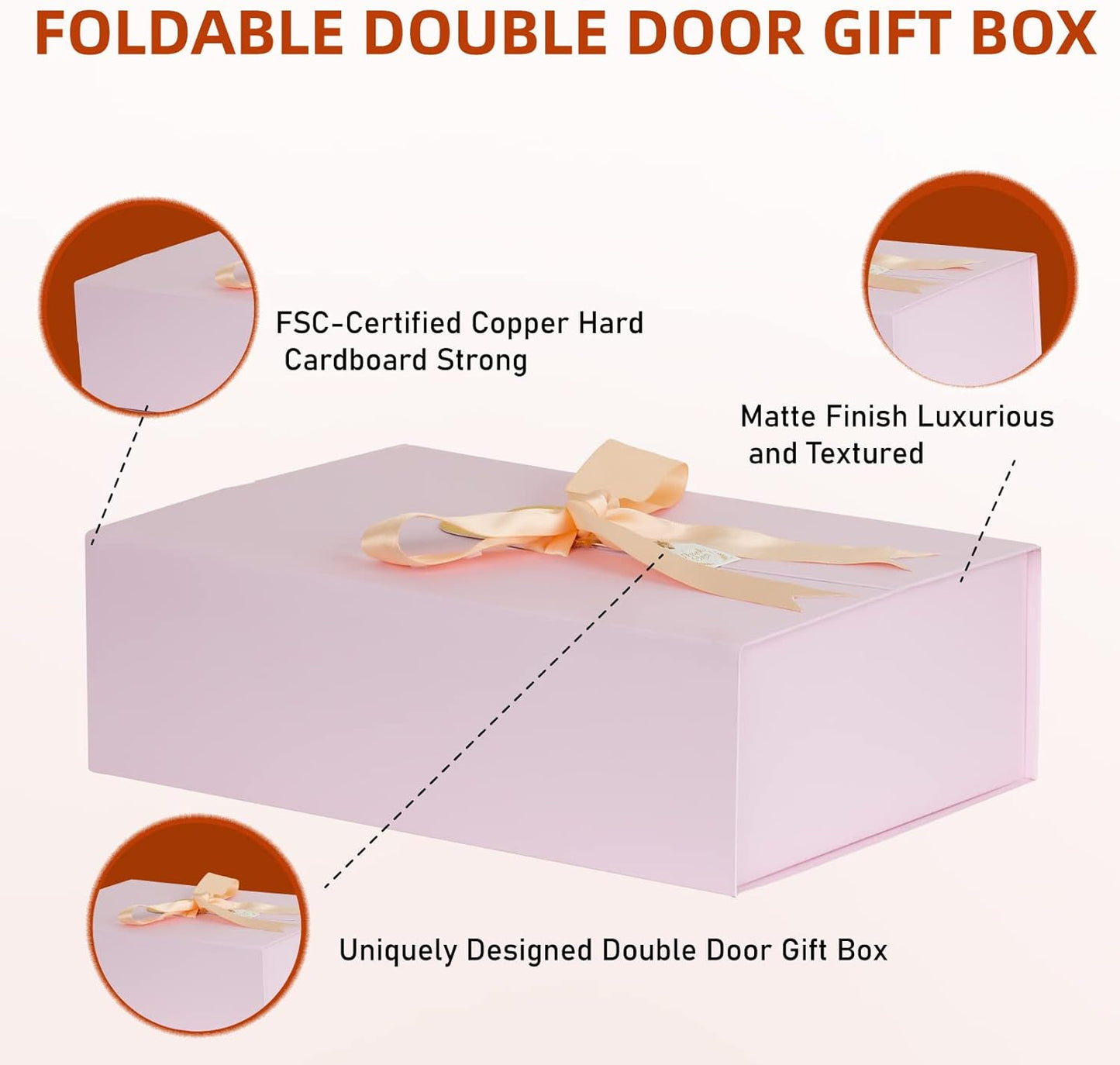 Gift Boxes with Lids 2 Pack, 16.5"x14.5" x 5.5" Extra Large Pink Gift Box with Ribbon Card Fancy Gift Wrap Boxes for Wrapping Presents Festival Anniversary, Birthday Weddings,Bridesmaid Proposal Box