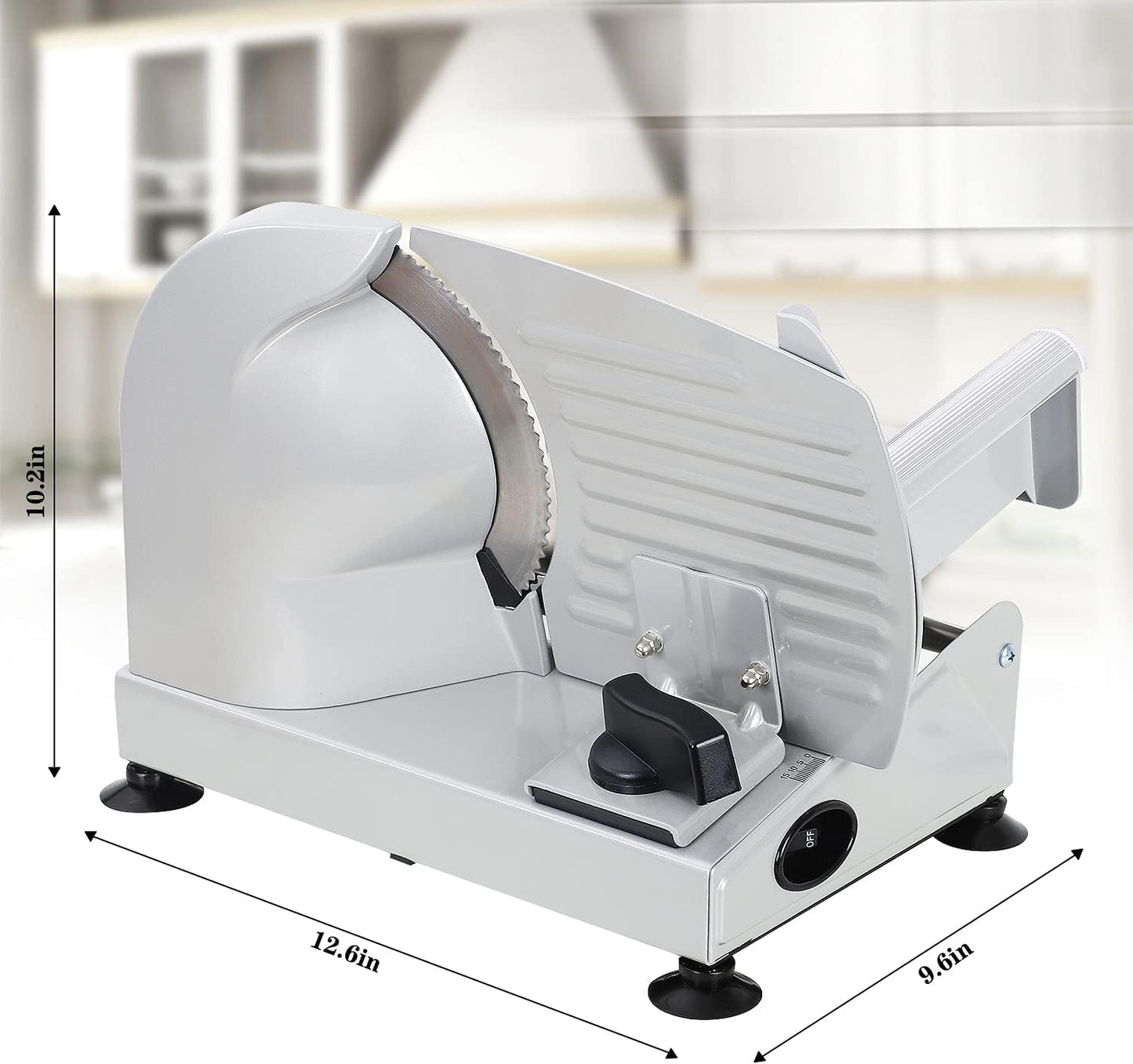 Meat Slicer, Anescra 200W Electric Deli Food Slicer with Two Removable 7.5’’ Stainless Steel Blades and Food Carriage, 0-15mm Adjustable Thickness Meat Slicer for Home, Food Slicer Machine- Silver