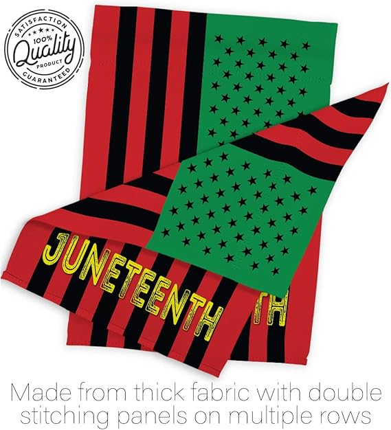 Juneteenth American Garden Flag - Set with Stand Patriotic Historic July Memorial Veteran Independence United State - House Decoration Banner Small Yard Gift Double-Sided Made in USA 13 X 18.5