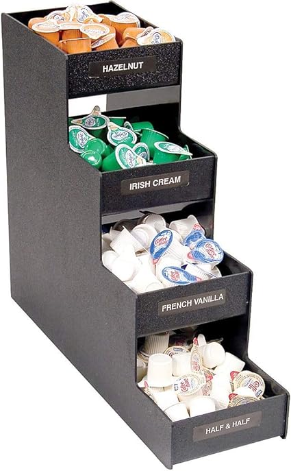 Vertiflex Commercial Grade Narrow Condiment Organizer, 8 Compartments, 6 x 19 x 15.88, Black