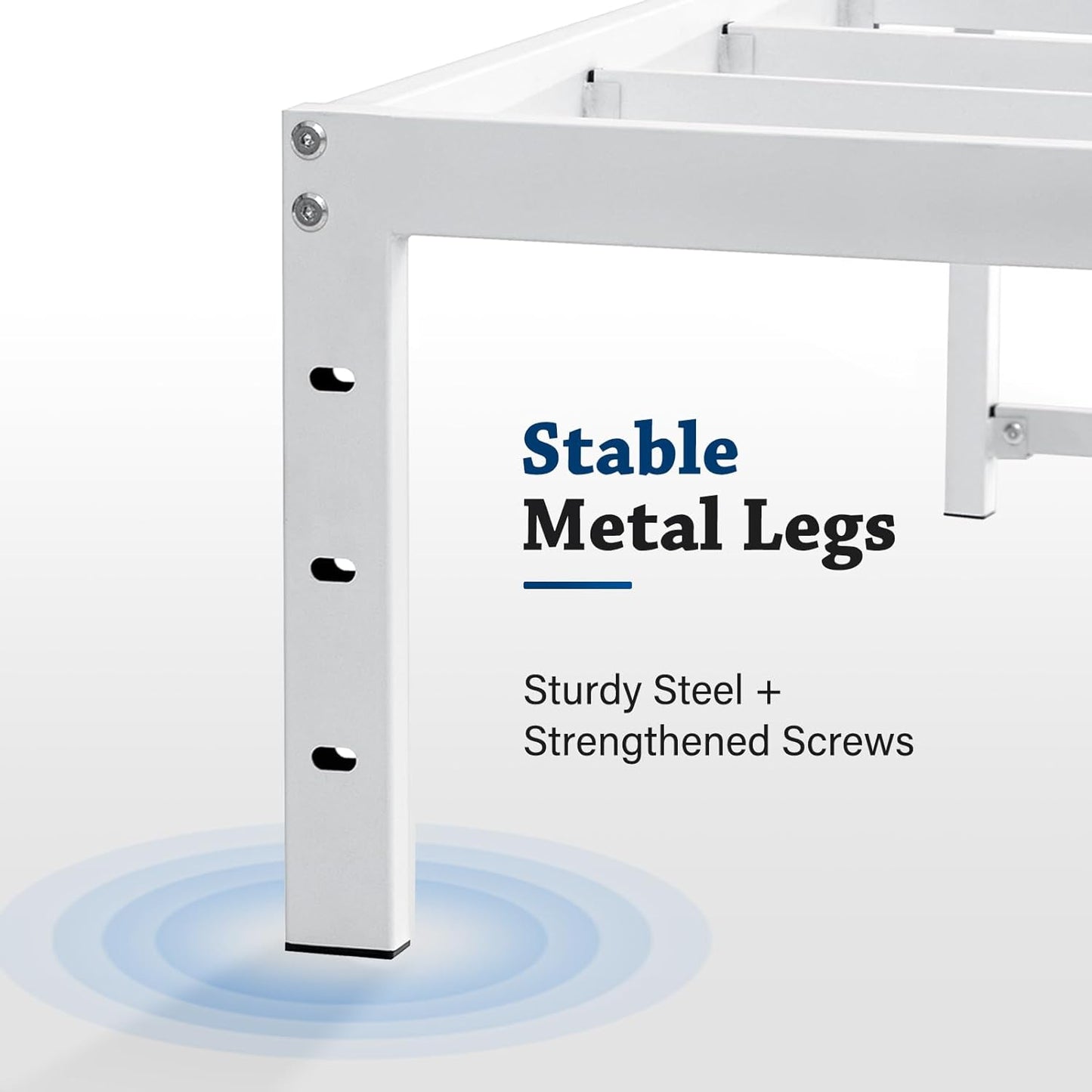 LUSIMO 14 Inch Twin Bed Frame with Storage Heavy Duty Tall Metal Platform Bed Frame with Steel Slats No Box Spring Needed Noise Free Anti Slip White