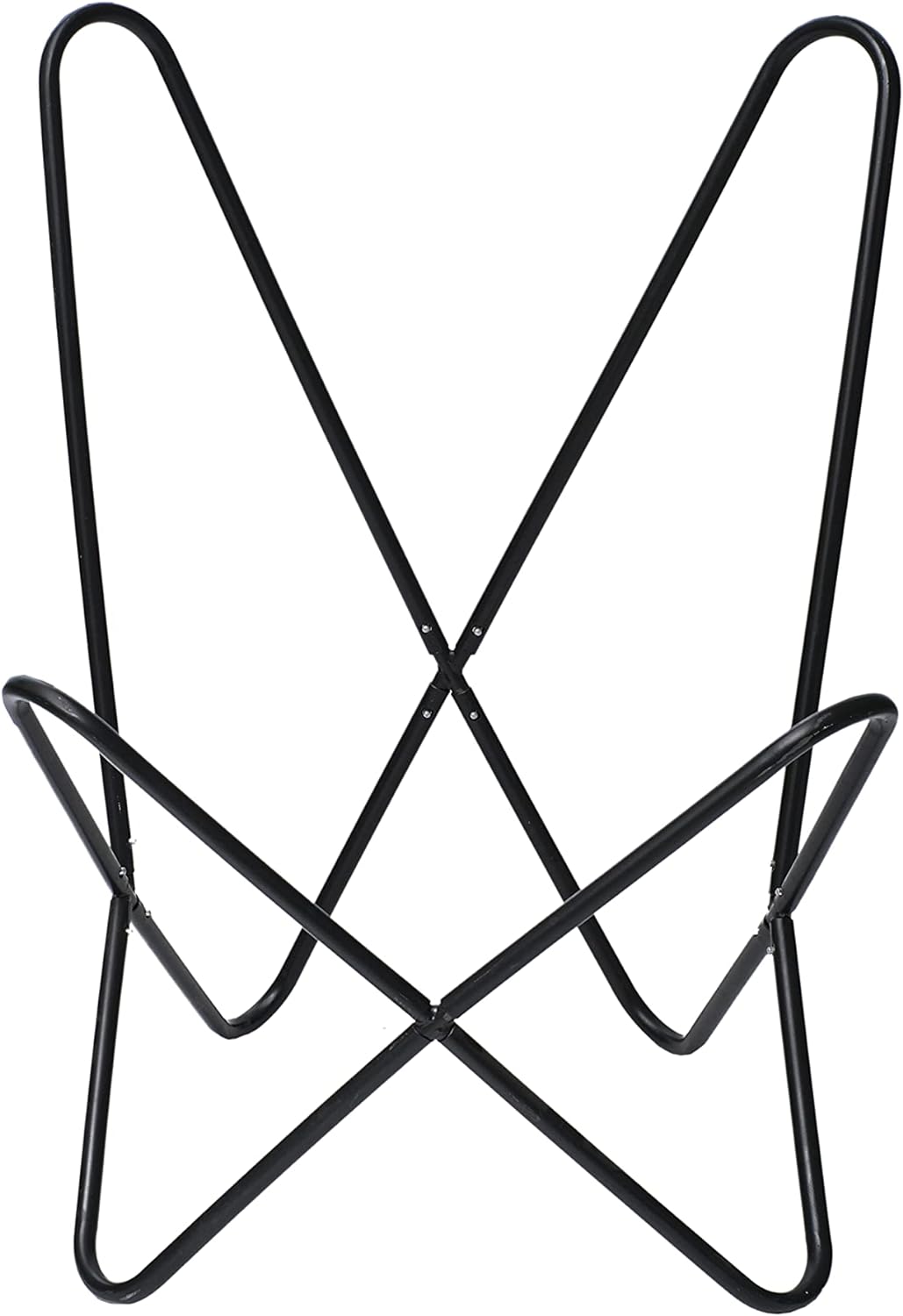 HLC Classic Genuine Leather Arm Chair Living Room Chairs-Handmade Chair with Powder Coated Folding Iron Frame (Tan Cover with Folding Frame) (Black Stand)