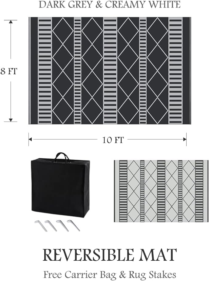Outdoor Rug 8x10 Waterproof-Boho Patio Rugs Outdoor Plastic Straw Rug for Patio Decor-Reversible Outdoor Area Rug for Balcony Porch Deck Backyard-Outdoor Carpet Camping Rugs for Outside Your RV
