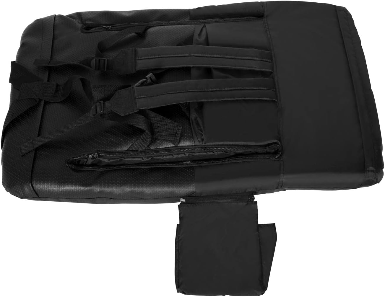 Flash Furniture Malta Portable Lightweight Reclining Stadium Chair - Black Padded Armrests, Back, Seat - Dual Storage Pockets - Backpack Straps - Rear Zipper Pocket