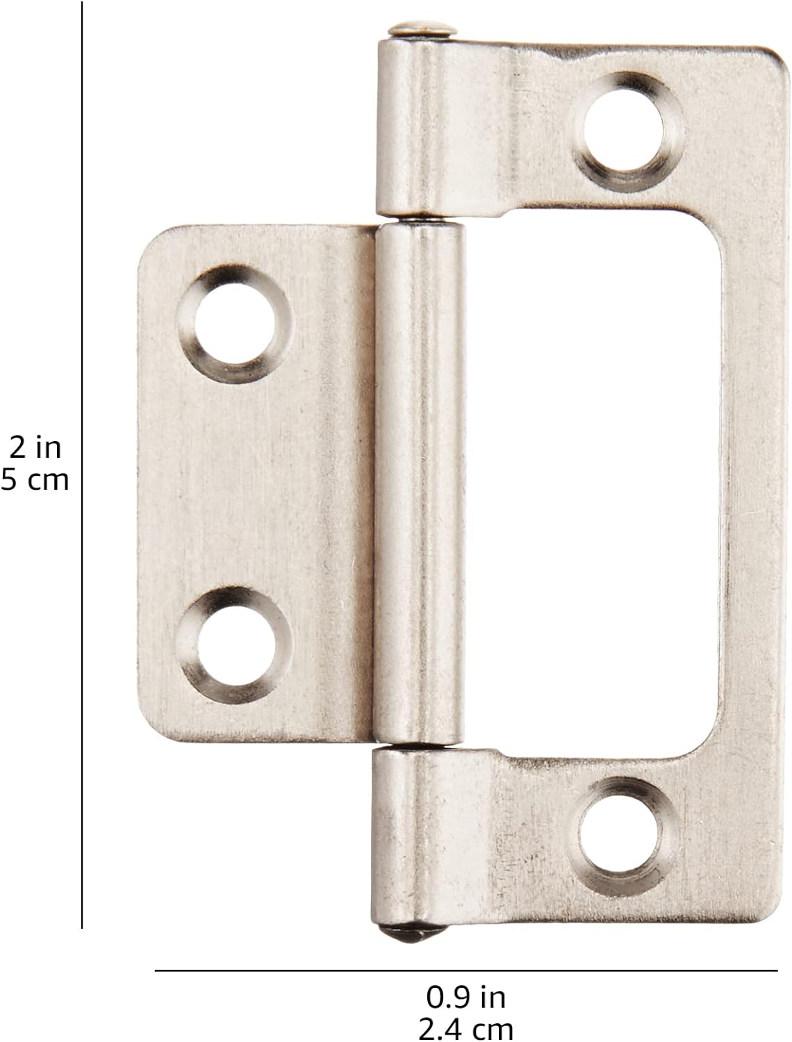 Amazon Basics AB-4019 Non-Mortise Hinges 10-Pack, 2" x 0.9", Stainless Steel