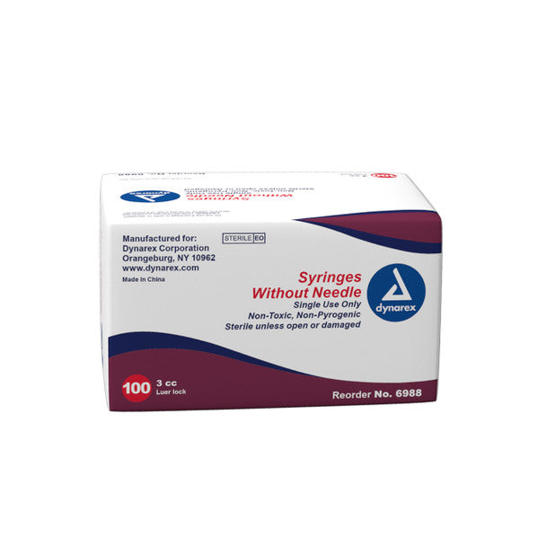 Dynarex Syringe - Luer Lock 3cc 10/100/cs