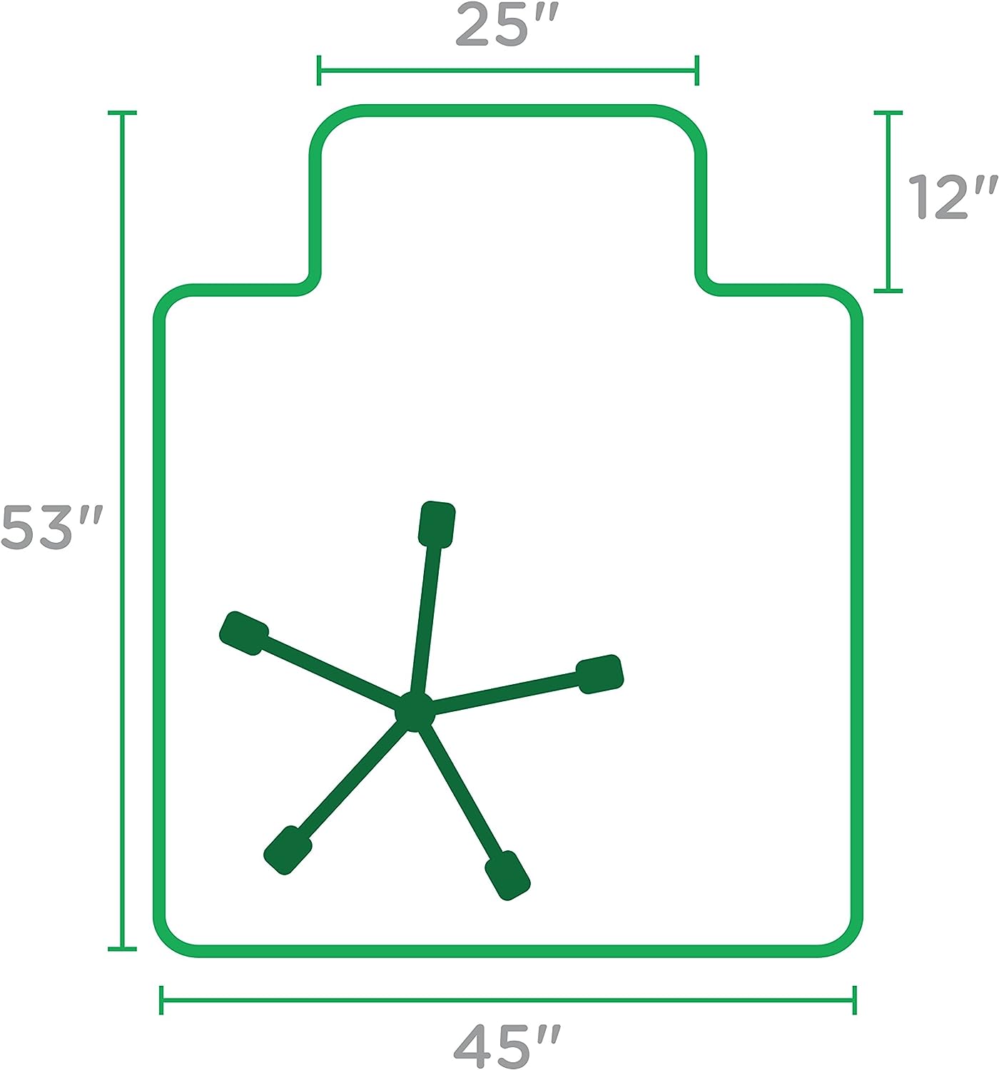 Dimex Hard Floors Office Mat Chair Mat, 45" x 53" (15210630) , Green