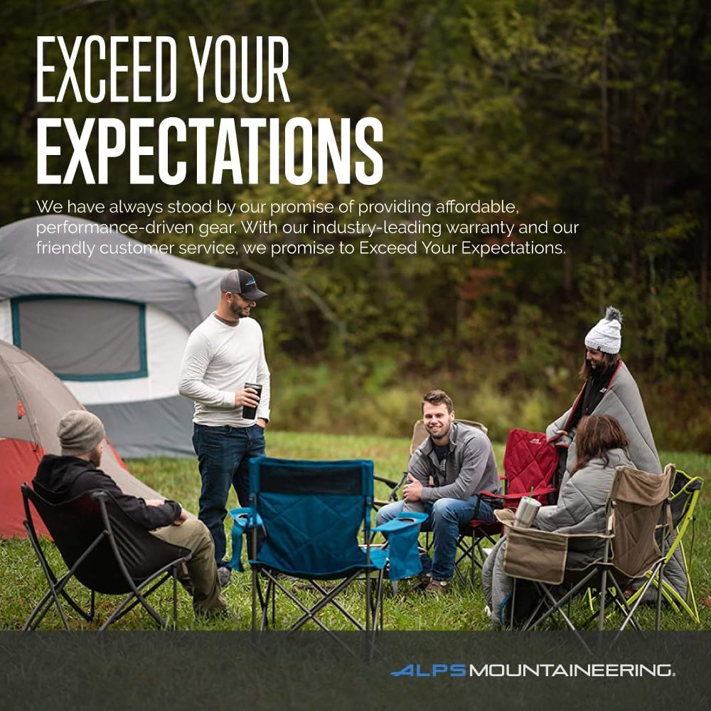 ALPS Mountaineering King Kong Camping Chairs for Adults with Mesh Cup Holders and Pockets, Built Durable and Reliable with Compact Foldable Steel Frame, Green