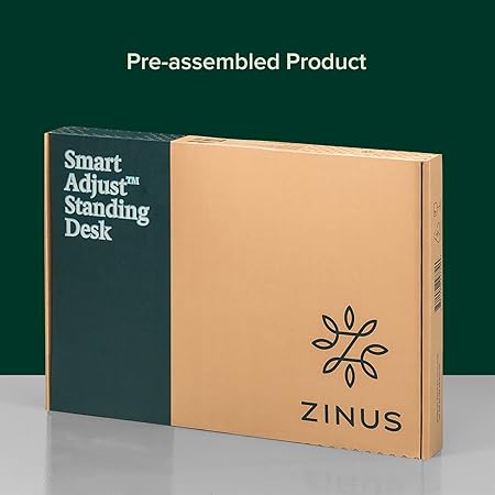 Zinus Tina Smart Adjust Standing Desk / Adjustable Height Desktop Workstation / 32" x 22" / Black