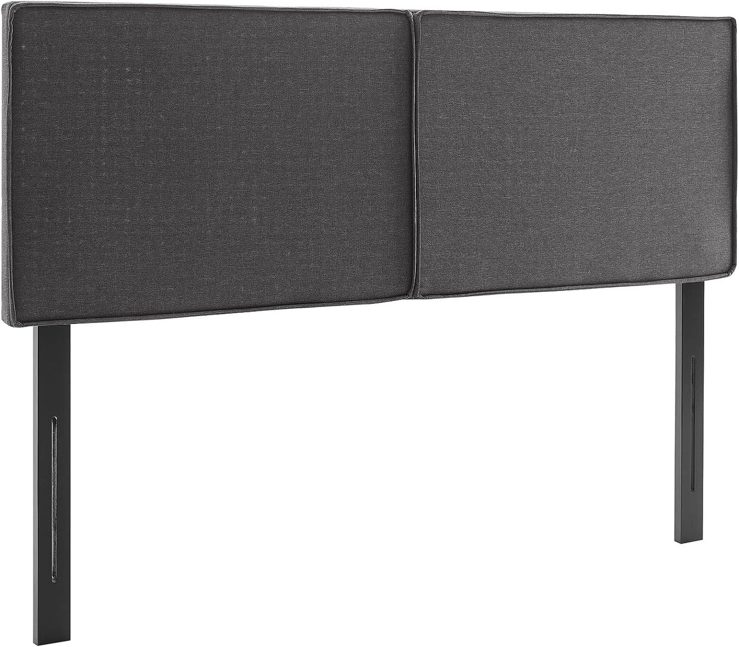 Classic Brands Riverside Grey Squares Upholstered Wood Headboard, Queen