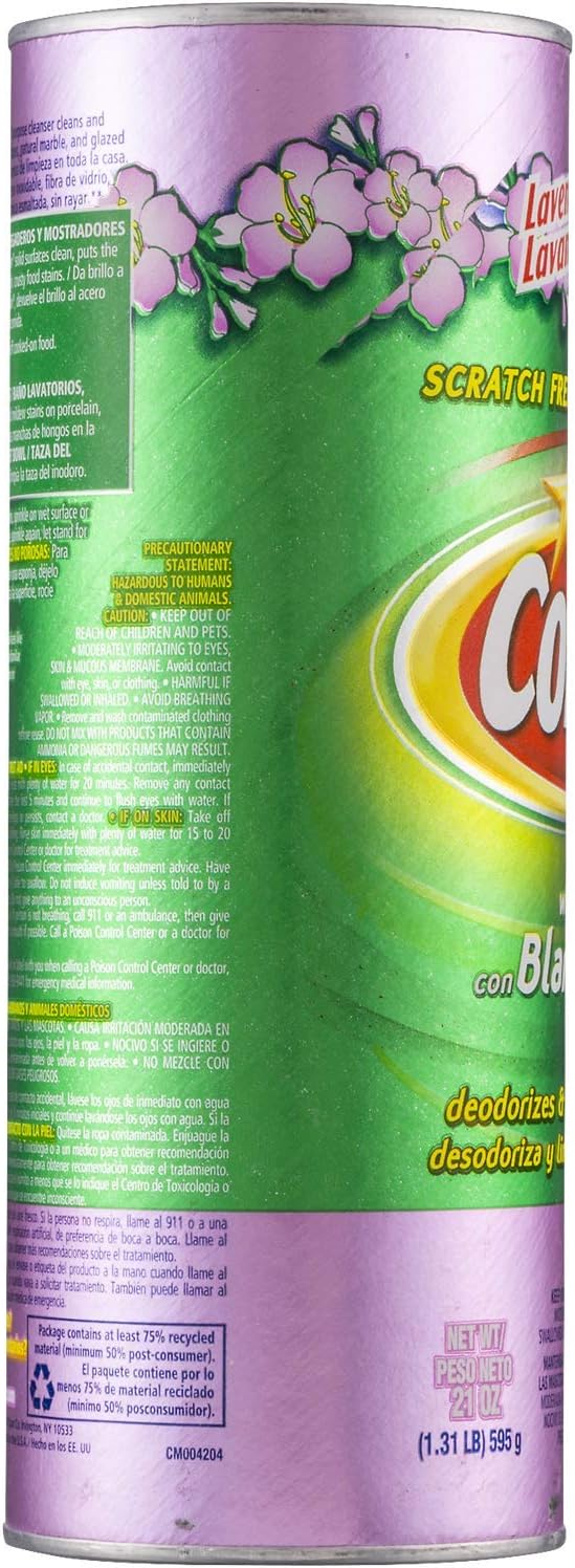 Comet Cleaner with Bleach Powder, Lavender Fresh, 21-Ounces, Scratch-Free, 2-Pack