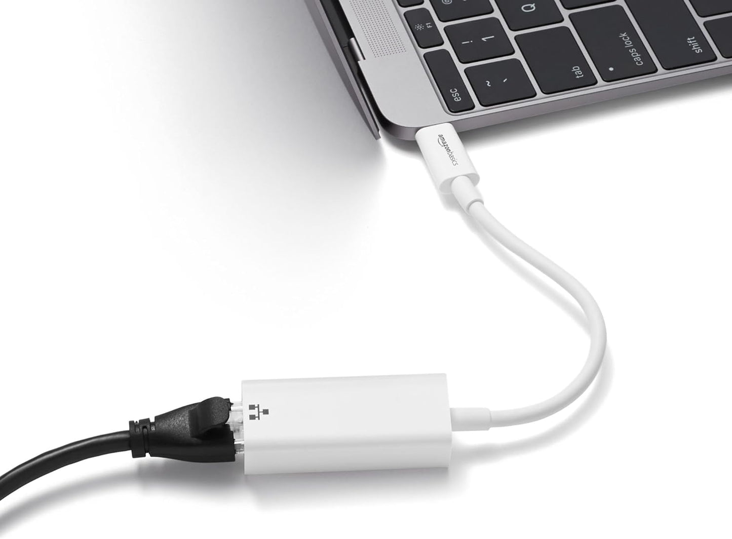 Amazon Basics USB 3.1 Type-C to Ethernet Adapter for Apple Mac and PC - White