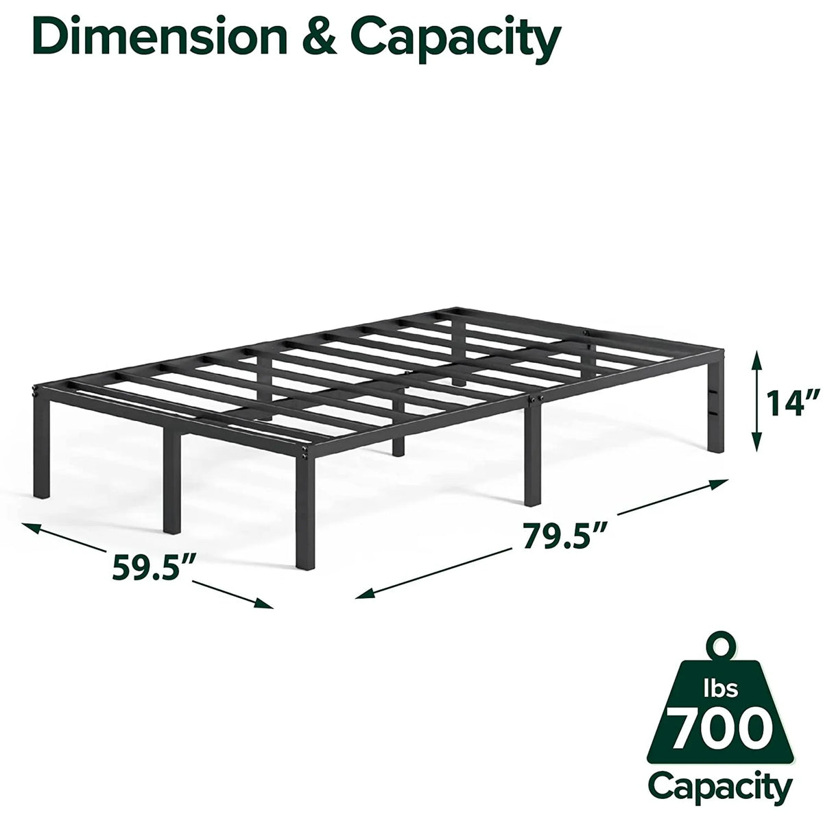 Zinus 14 Inch Classic Metal Platform Bed with Steel Slat Support / Mattress Foundation, Queen (Renewed)