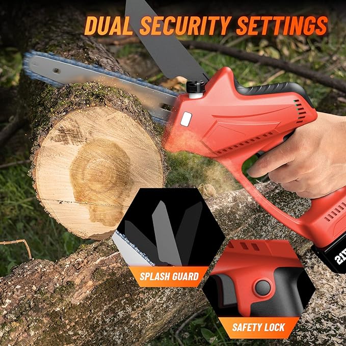 8-Inch Mini Chainsaw Cordless Brushless - Aihand Electric Chain Saw with 2 * 4000mAh Rechargeable Batteries,Battery Powered Chainsaw Tool for Garden Tree Pruning Trimming Branches Wood Cutting