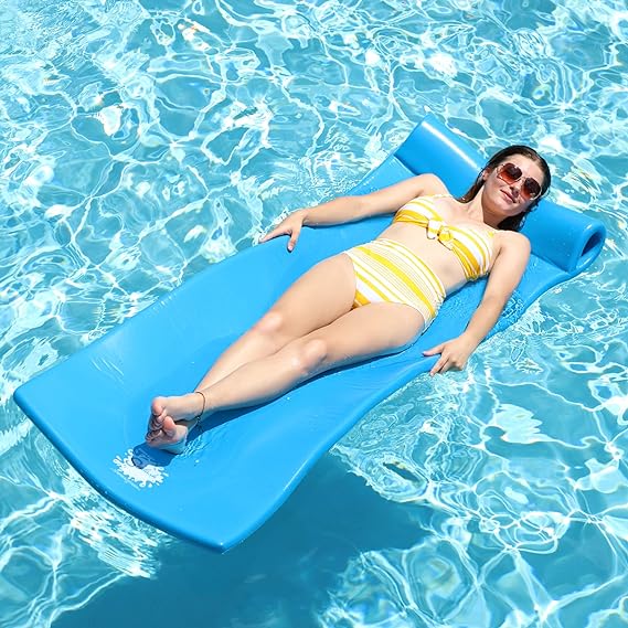 TRC Recreation Splash 70 Inch Foam Raft Lounger Pool Lake Float, Bahama Blue