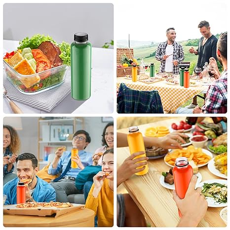 Tanlade 200 Pack Plastic Juice Bottles with Caps Clear Reusable Drink Containers with Caps Empty PET Beverages Bottles Bulk for Juicing Smoothies Drinking Beverages Fridge (Black, 16 OZ)