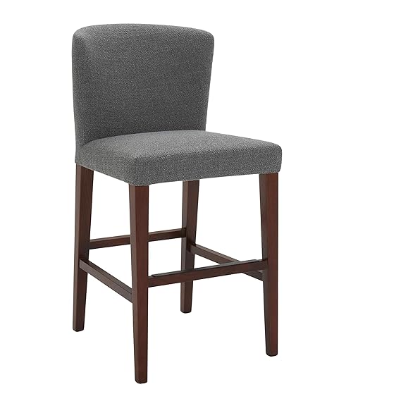 Amazon Brand – Rivet Eli Modern Curved-Back Counter-Height Barstool, 38.2"H, Flannel