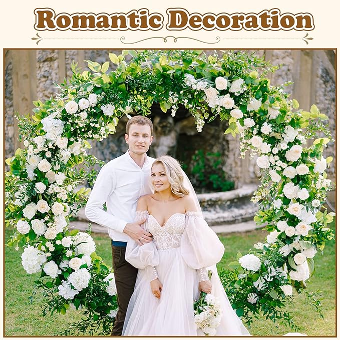 HeyMate Round Balloon Arch Kit, 6.98ft (2.13m) Large Size Metal Golden Circle Balloon Arch Upgrade Round Backdrop Stand for Baby Shower Wedding Birthday Party Photo Background Decoration