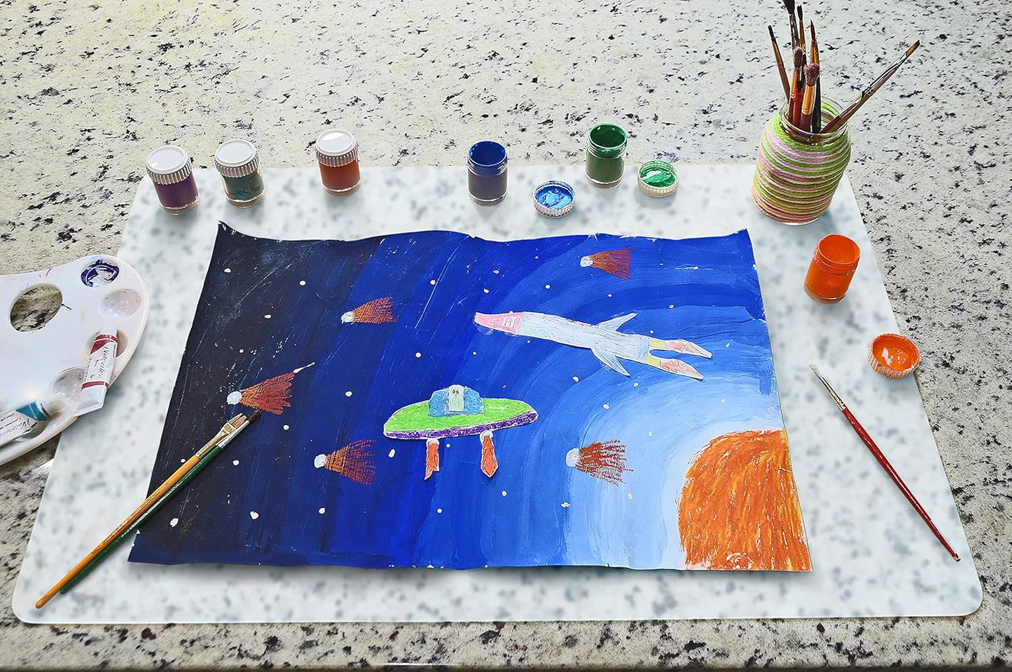 gasare, Extra Large, Thicker, Heat Resistant Mats, Countertop Protector, Silicone Mats for Kitchen Counter, Nonslip, Waterproof, Washable, 25 x 17 Inches x 1.4 mm, Set of 2, Translucent-Opaque