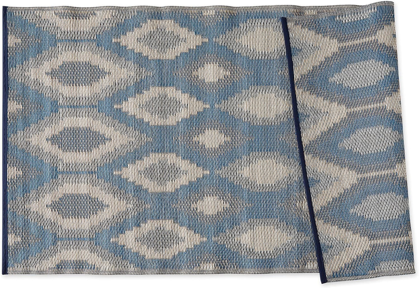 DII Reversible Indoor/Outdoor Ikat Woven Rug, 3x6', Blue