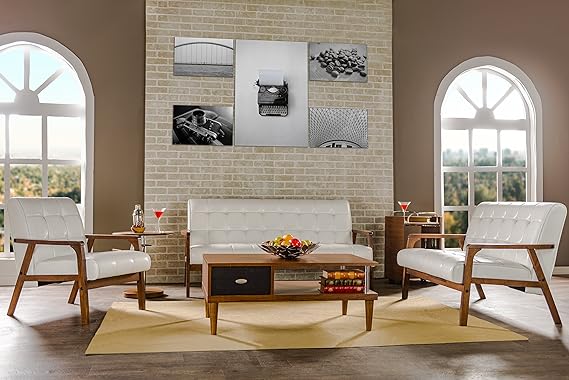 Mid-Century Masterpieces Sofa White - Baxton Studio