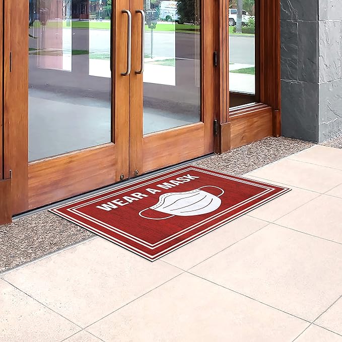 Apache Mills-BLT0 Awareness Mat Wear A Mask Red/White 24x36