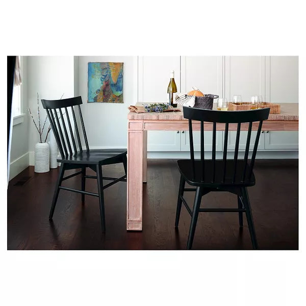 Set of 2 Windsor Dining Chair Black - Threshold (Please be advised that sets may be missing pieces or otherwise incomplete.) DAMAGED (AS IS)