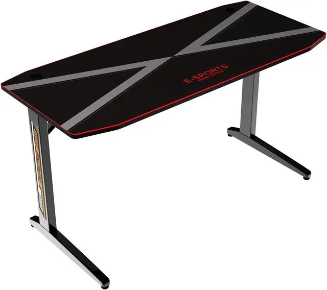 Gaming Desk Computer Desk 55 Inch, Cool Cable Management Tray, Carbon Fiber Surface, Big Mouse Pad for Home Office Desk, Table Workstation, Student PC Desk, Writing Desk, Large Gamer Work Desk