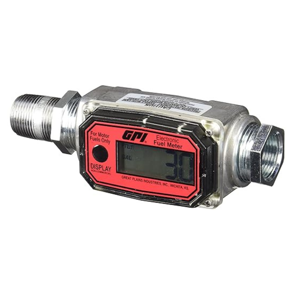 GPI 113255-1, 1" Aluminum Fuel Meter 01A31GM, 3 to 30 GPM, NPT Thread, 300 PSI