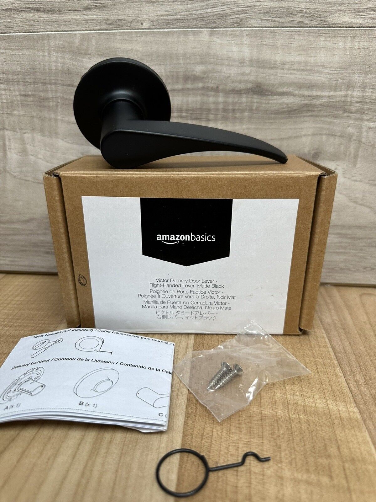 Amazon Basics Victor Dummy Door Lever - Right-handed Lever, Matte Black
