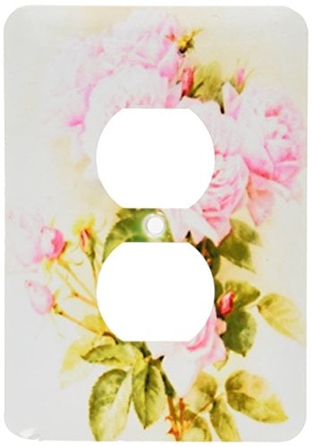 3dRose Paul de Longpre - shabby chic vintage pink roses - sun-faded antique flowers fine art - girly floral, 2 Plug Outlet Cover