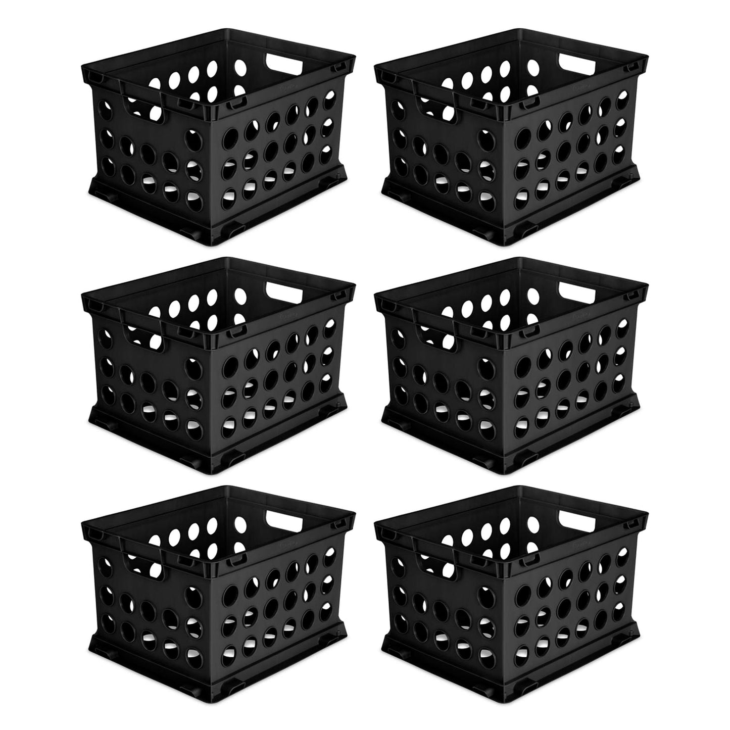 Sterilite Stackable Sturdy Storage Crate Organizer Bins w/ Handles, 6 Pack