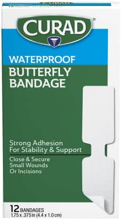 Curad Bandage, Butterfly, Wp, 1 3/4" x 3/8", 1 box of 12 Bandages