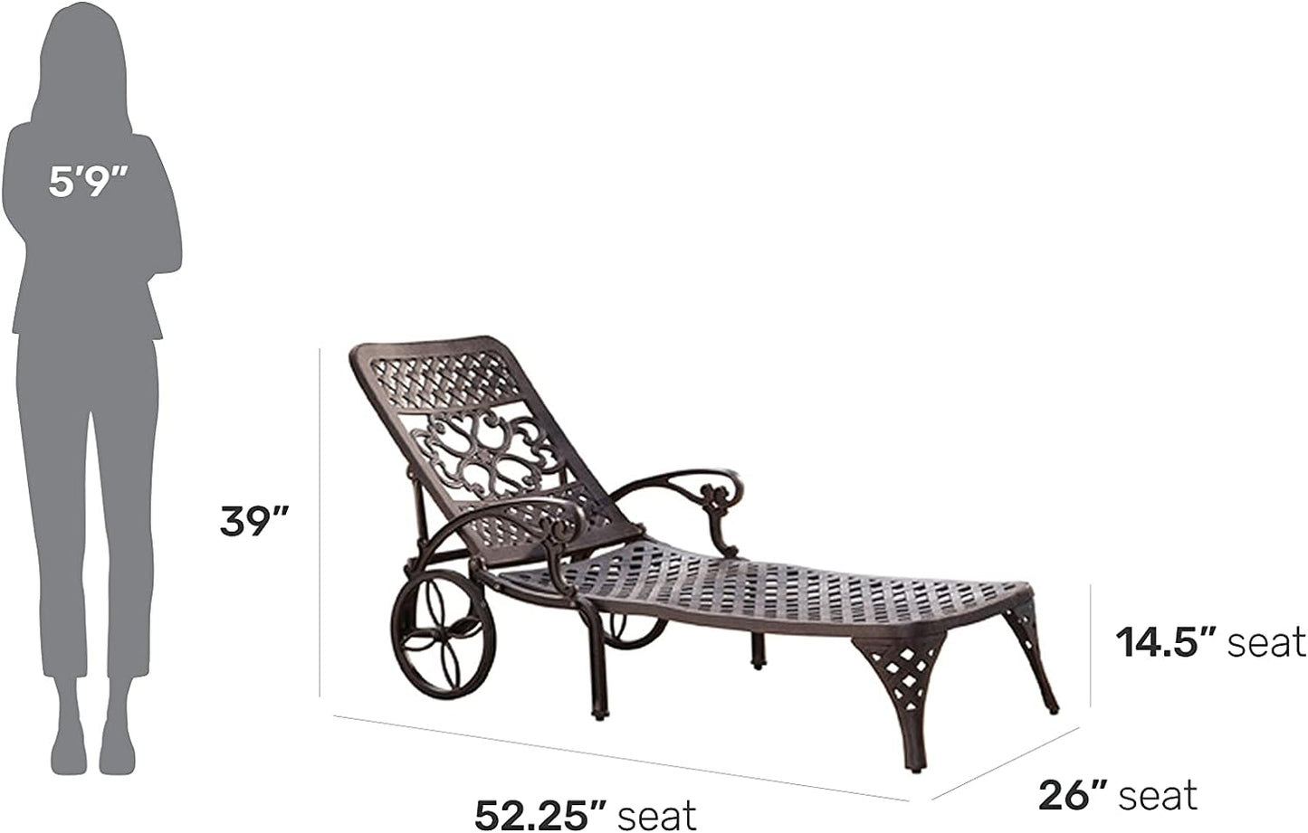 Homestyles 6655-83 Sanibel Outdoor Chaise Lounge, Bronze