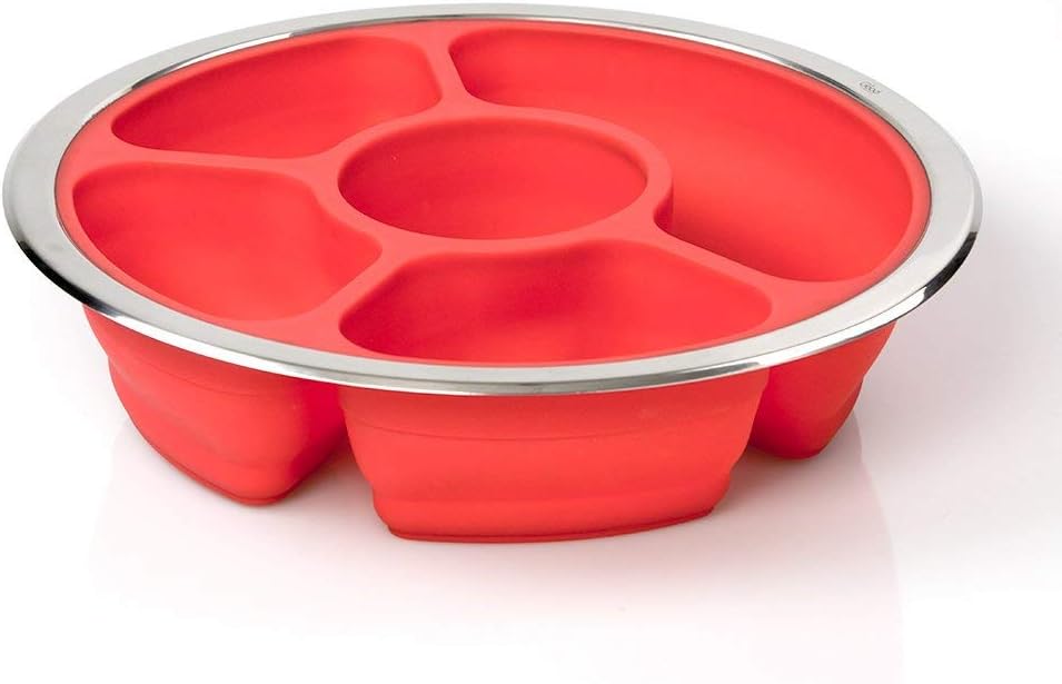 Good Cooking Appetizer Serving Fruit & Veggie Tray and Collapsible Party Platter with Lid - Easy to Clean, Portable, BPA Free, and Dishwasher Safe; Eat Chips & Dip Outside on the Deck, Beach, Picnic