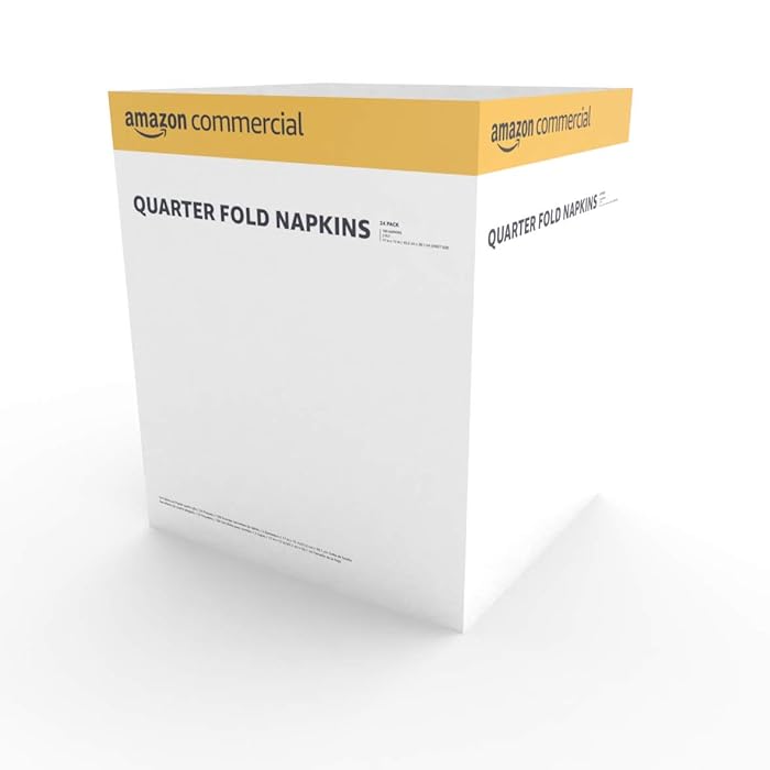 AmazonCommercial 2-Ply White Premium Quarter Fold Napkins|Bulk|Disposable Paper Napkins|Dinner Napkins|FSC Certified|100 Napkins per Pack (24 Packs)(17