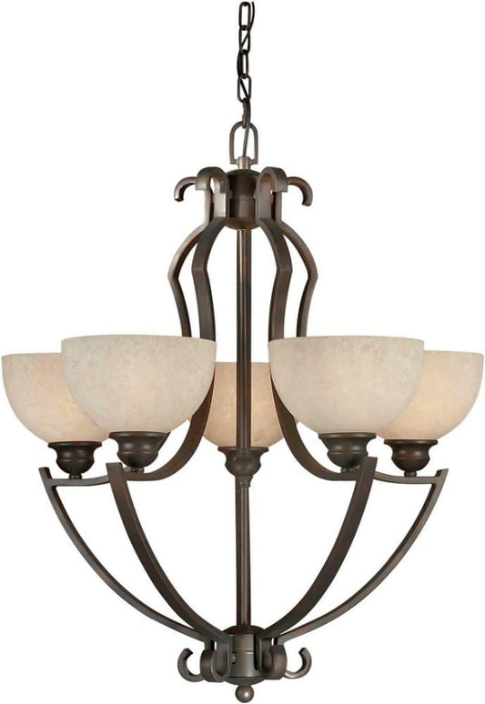 Forte Lighting 2356-05-32 Five Light Up Lighting Chandelier, Antique Bronze