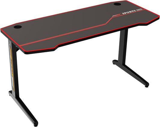 GoBoMoM Gaming Desk Computer Desk 55 Inch, with Carbon Fiber Surface and Big Mouse Pad for Home Office Desk, Table Workstation, Student PC Desk, Writing Desk, Large Gamer Work Desk