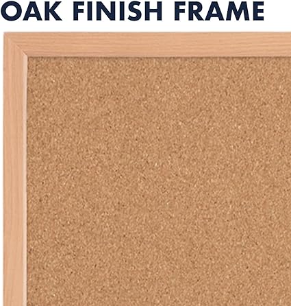 Quartet Cork Board Bulletin Board, 23" x 35" Framed Corkboard, Oak Frame, Decorative Hanging Pin Board, Perfect for Office & Home Decor, Home School Message Board or Vision Board (35-380352)