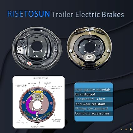 Risetosun 12x2 Electric Trailer Brake Assembly for 5,200 to 7,000 lb Axle Trailers 12