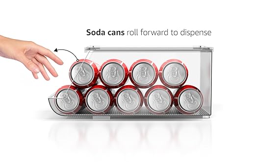 Sorbus Soda Can Organizer and Canned Food Bin Stackable Dispenser with Lid for Refrigerator, Pantry, Freezer – Holds 9 Cans, BPA-Free, Clear Design (2)