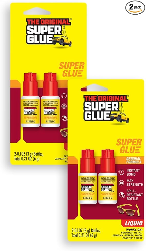 Super Glue Liquid - Clear - Two 3 Gram Bottles - (Pack of 2)