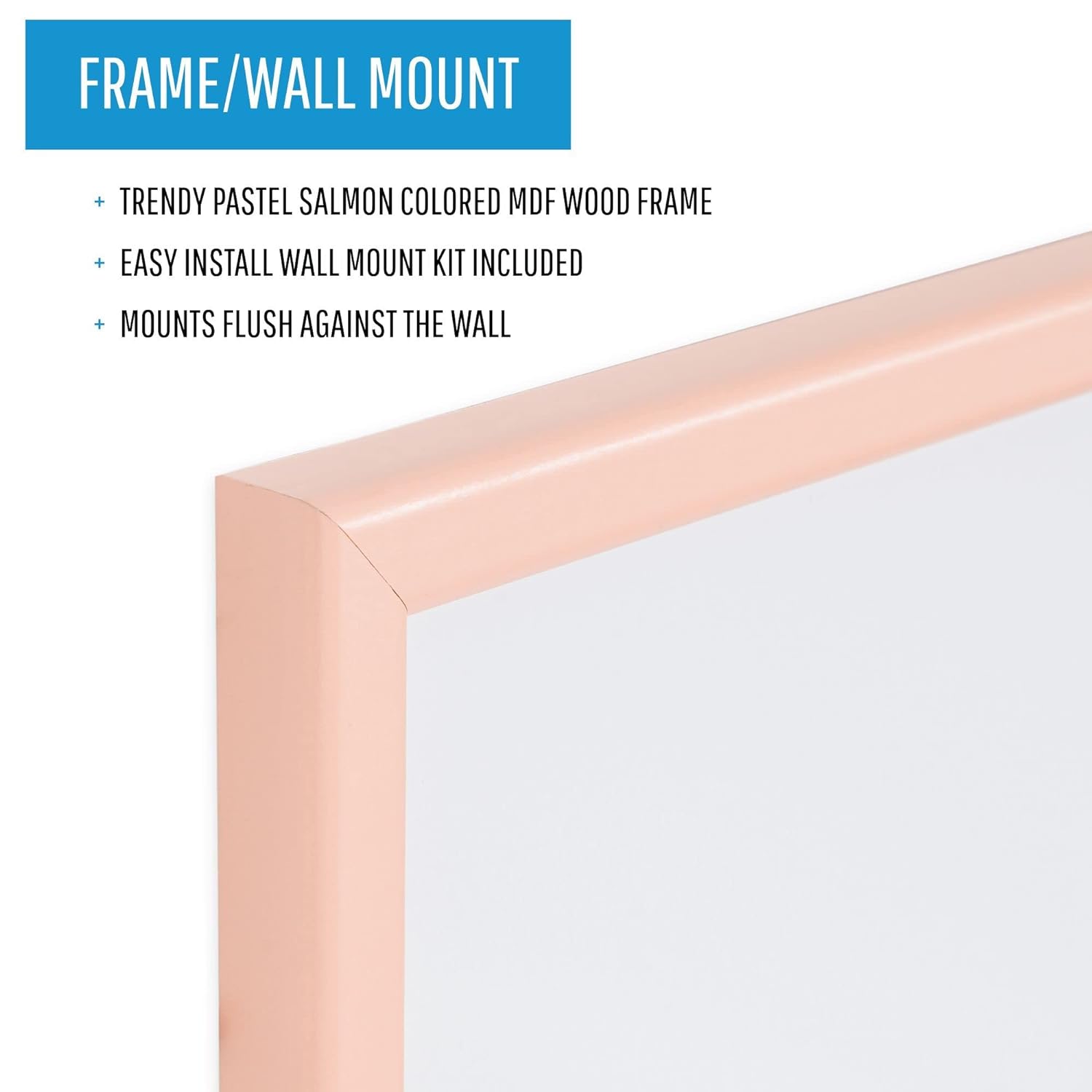 MasterVision Pastel Collection Combo Dry Erase Whiteboard/Cork Bulletin Board, Salmon Colored MDF Frame, 35.43