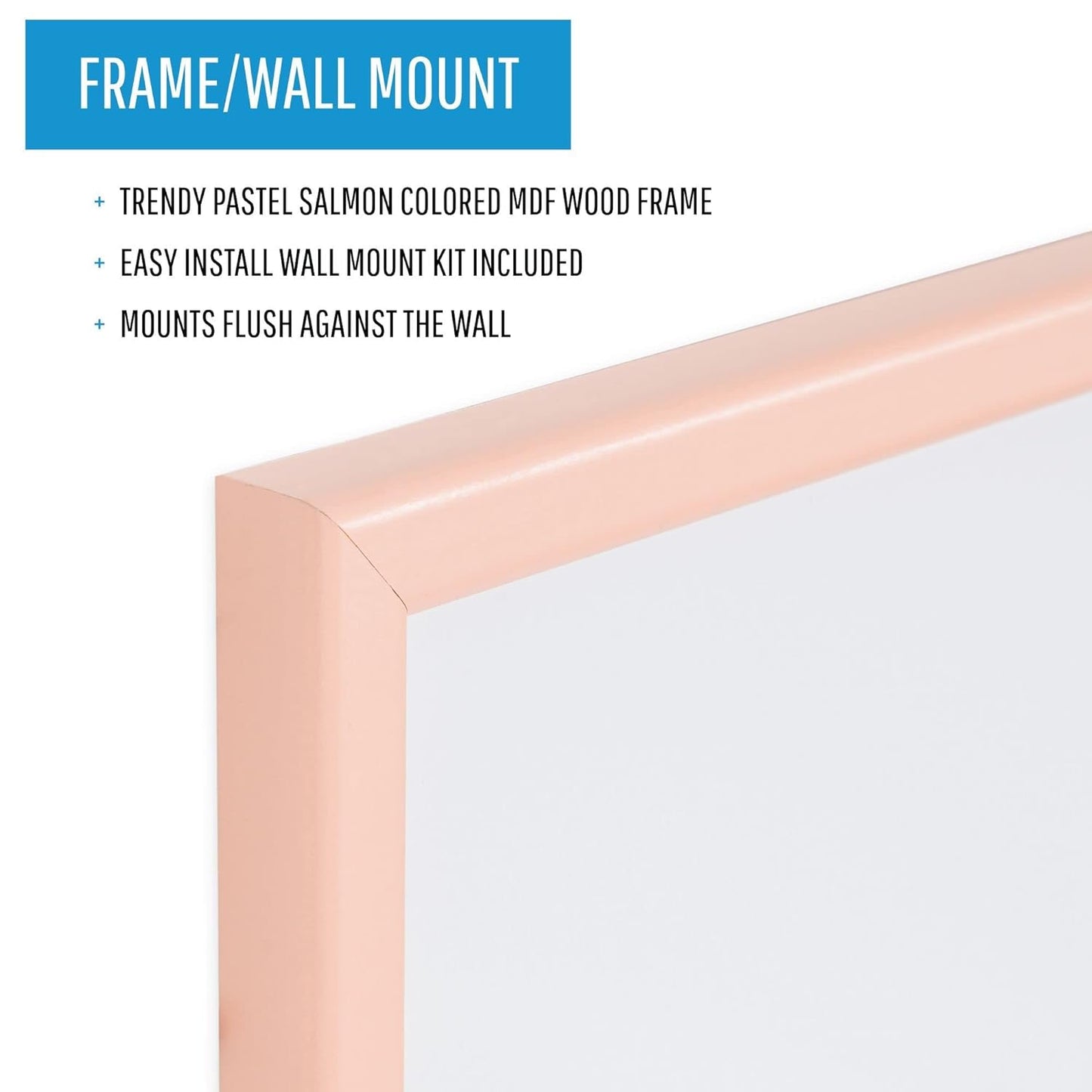 MasterVision Pastel Collection Combo Dry Erase Whiteboard/Cork Bulletin Board, Salmon Colored MDF Frame, 35.43" x 23.62"