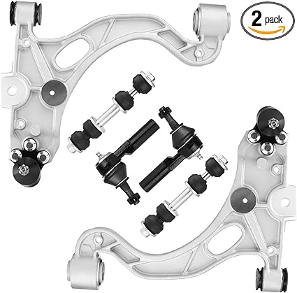 Front Lower Control Arms w/Ball Joints + Outer Tie Rods + Sway Bars Replacement for Buick Lesabre/Park Avenue/Riviera Cadillac Deville/Seville Oldsmobile Aurora Pontiac Bonneville (6pc)