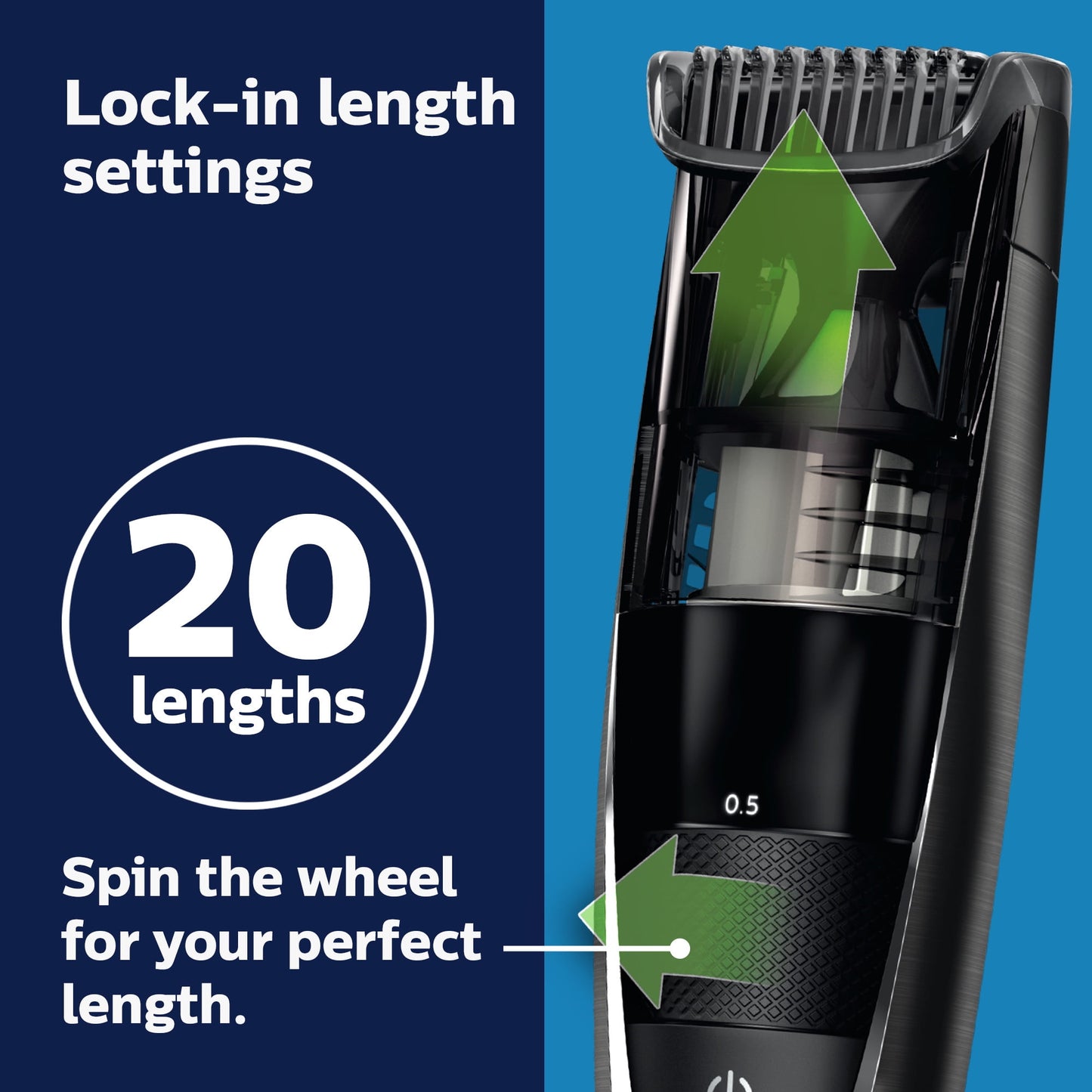 Philips Norelco Beard Trimmer Series 7500, Premium Beard Trimmer with Power Vacuum, Steel Blades, Ergonomic Easy Grip, Cordless, and Washable Features - No Blade Oil Needed - Bt7517/49.